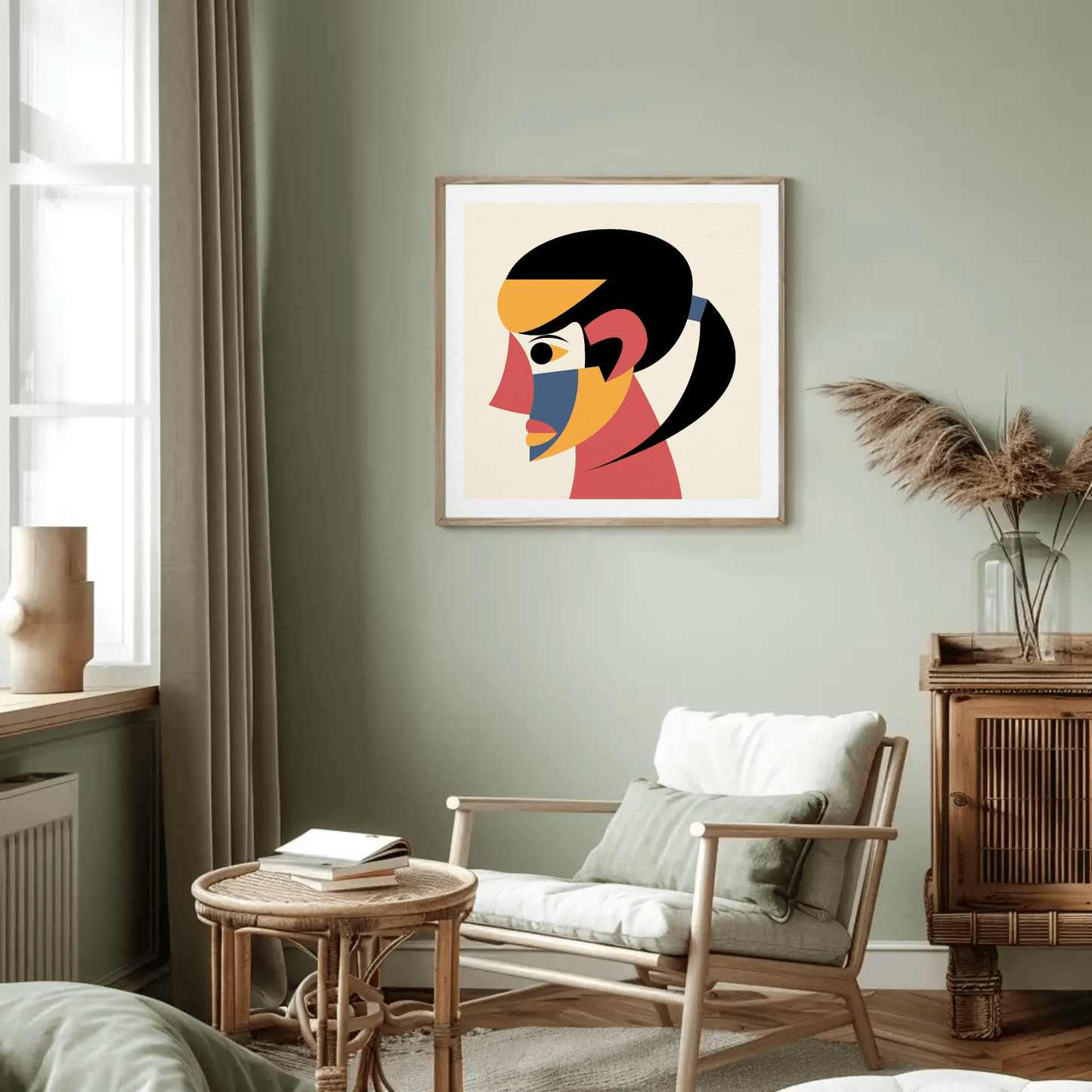 Modern Geometric Faces Wall Art