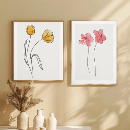 Graceful Flora Minimalistic Line Art- Set of 2