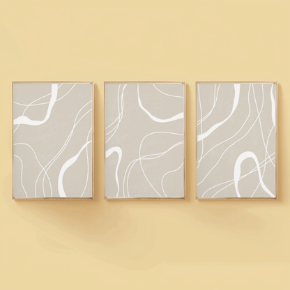 Arenoso Paisaje - Monotone Sepia Lines Abstract Wall Art