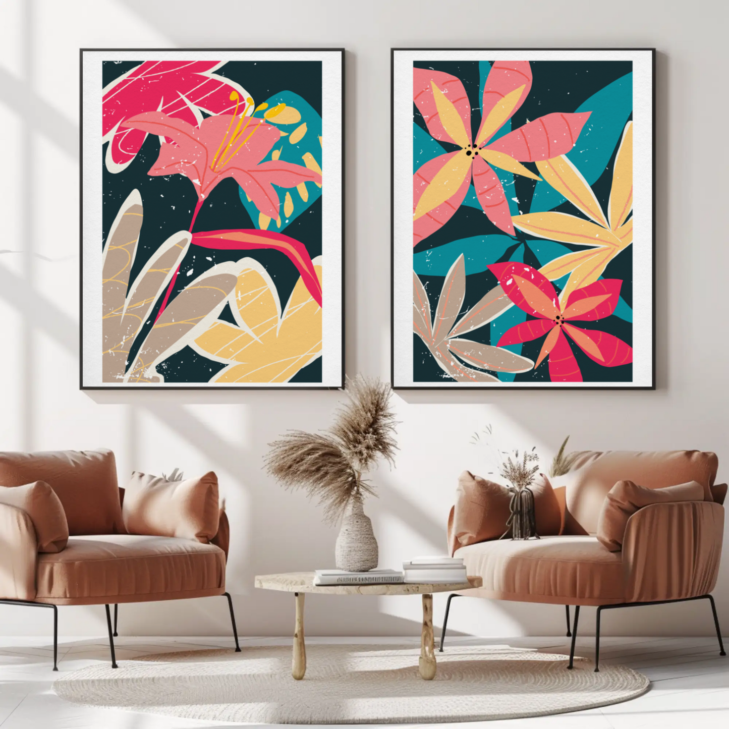 Radiant Flower Burst Wall Art- Set of 2