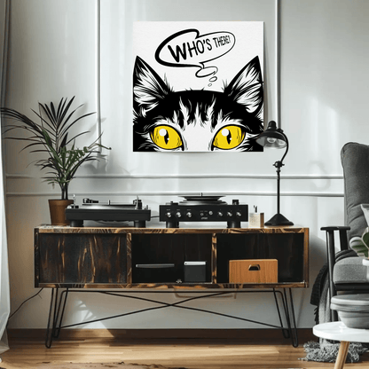 'Who's there' Sneaky Cat Wall Art