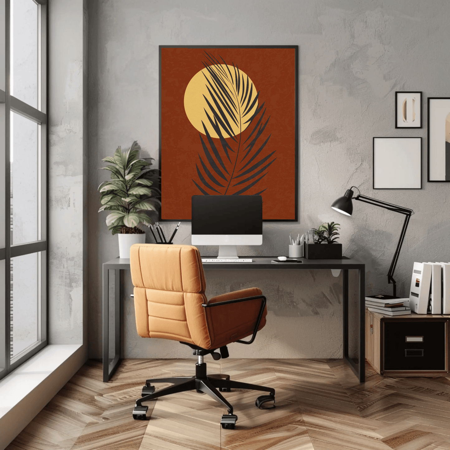 Simplistic Sun and Leaf Wall Art