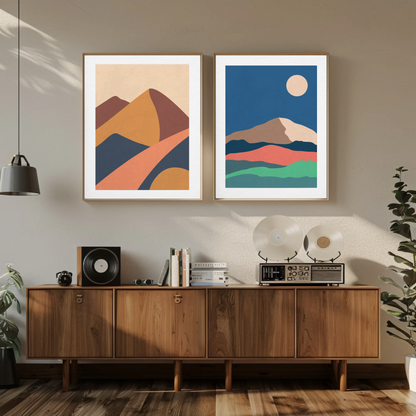 Tranquil Hills and Sky Sunrise Wall Art- Set of 2