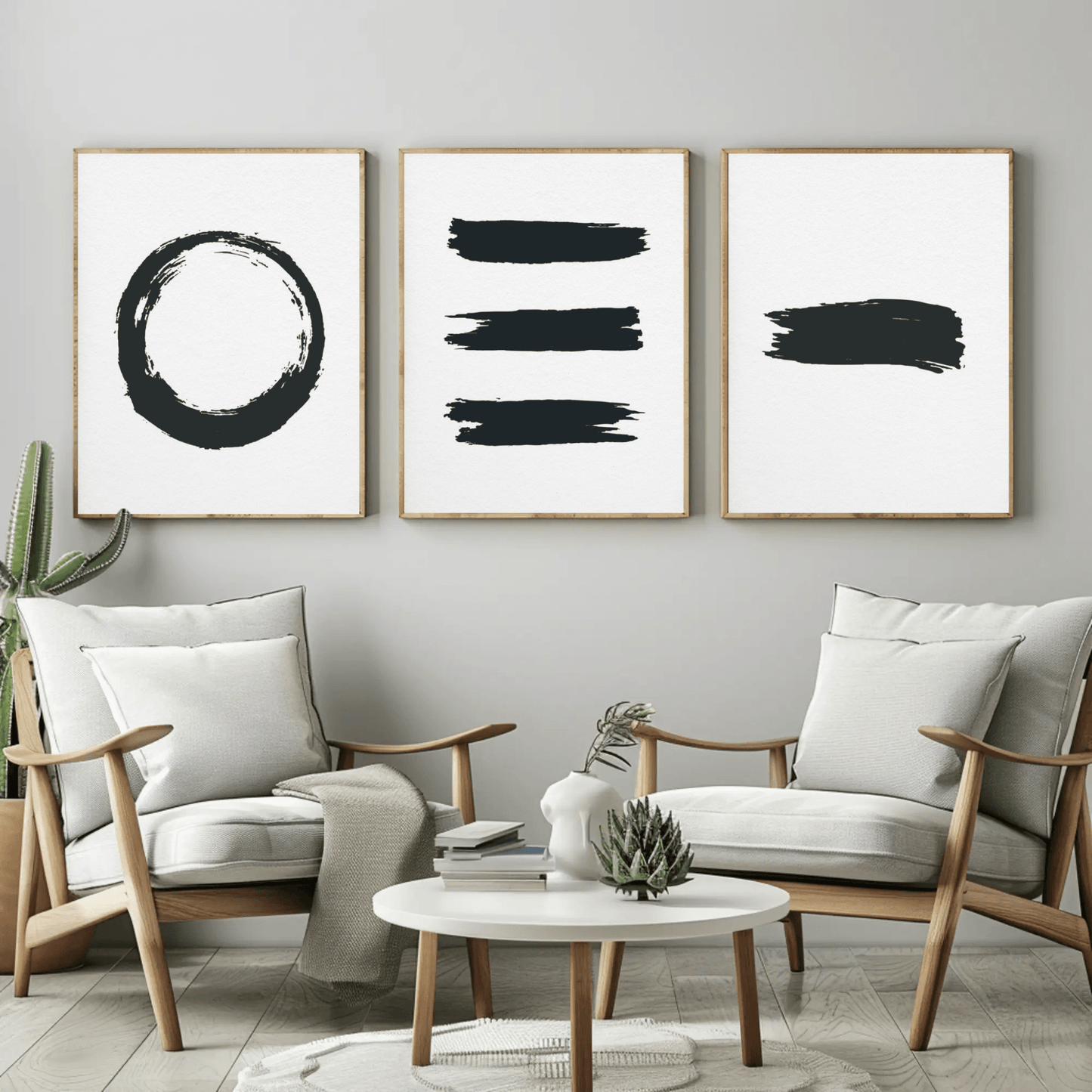 Purete- Abstract Aesthetic Black White Minimal Contemporary Organic Brush Stroke Wall Art