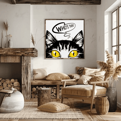 'Who's there' Sneaky Cat Wall Art