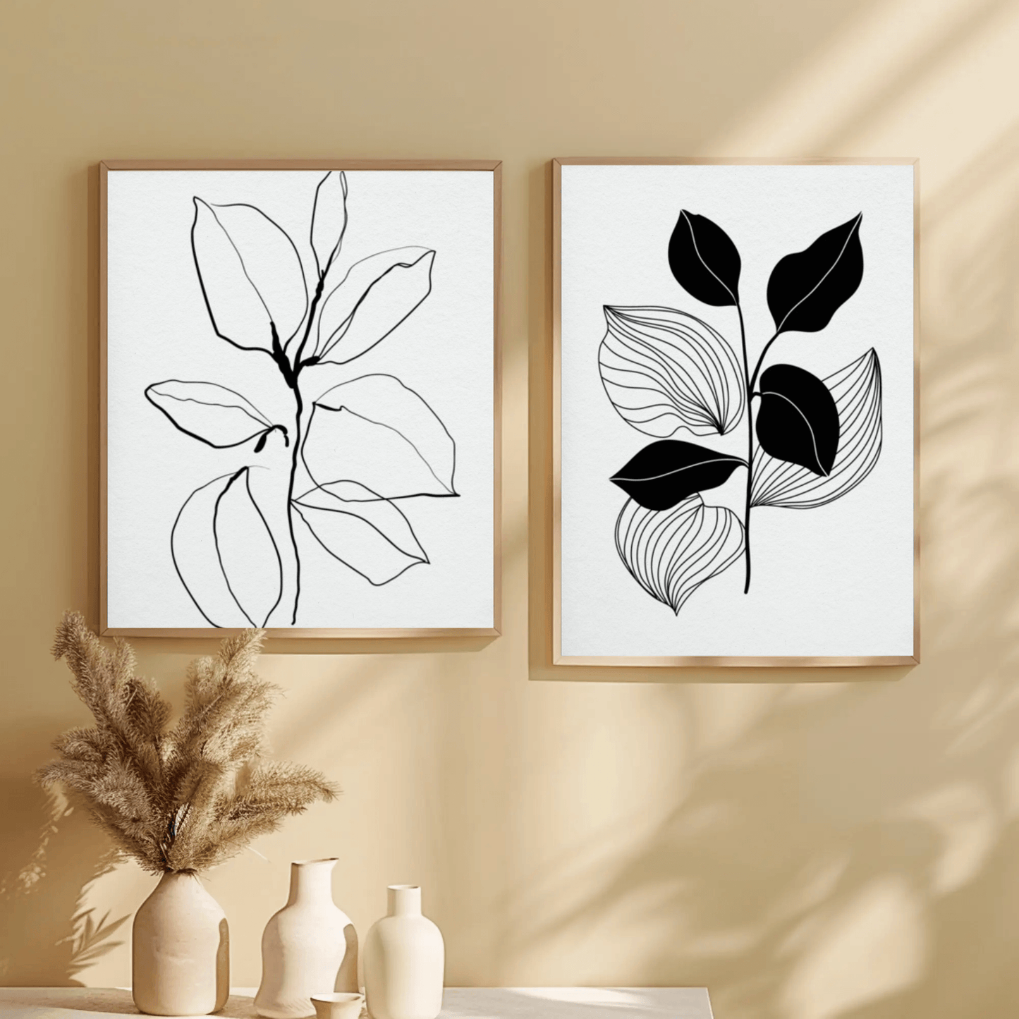 Elegant Blooms Minimalistic Line Art Wall Art- Set of 2