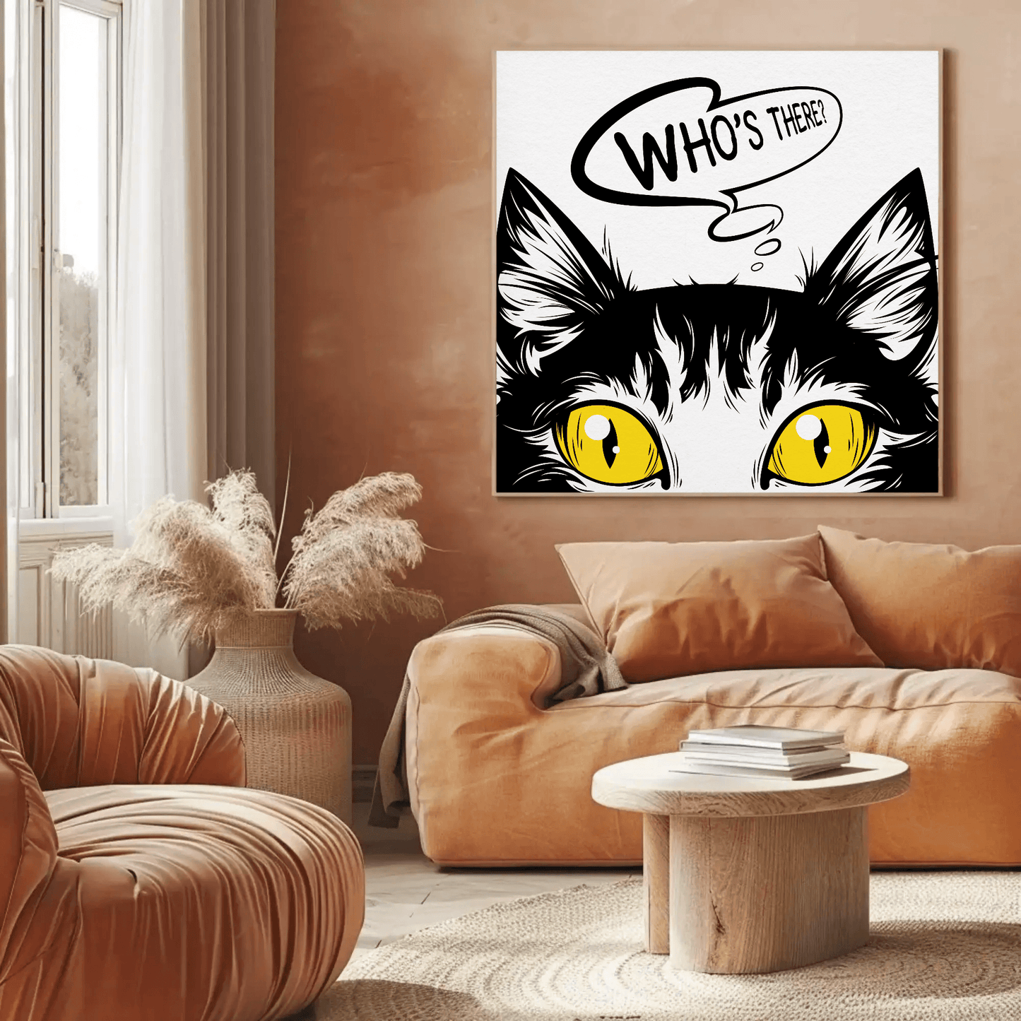 'Who's there' Sneaky Cat Wall Art