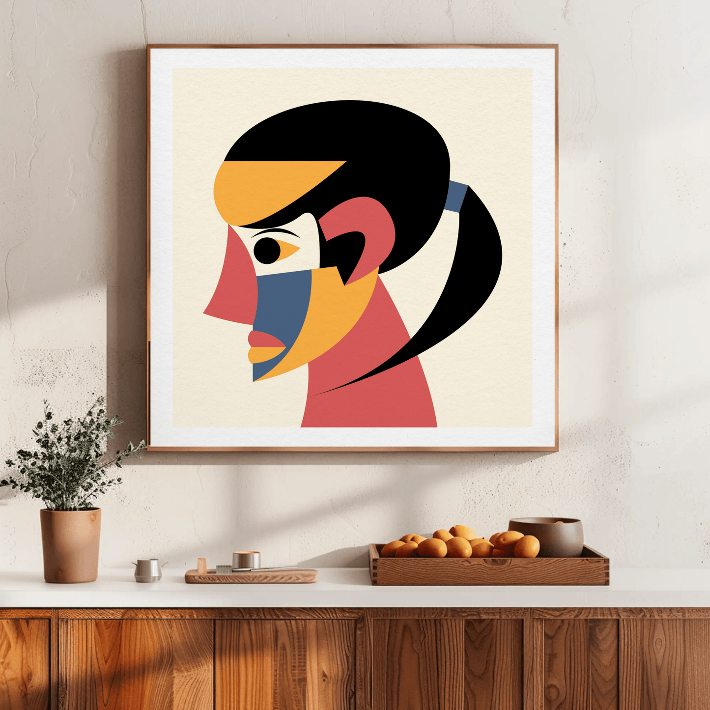 Modern Geometric Faces Wall Art