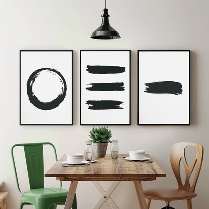 Purete- Abstract Aesthetic Black White Minimal Contemporary Organic Brush Stroke Wall Art