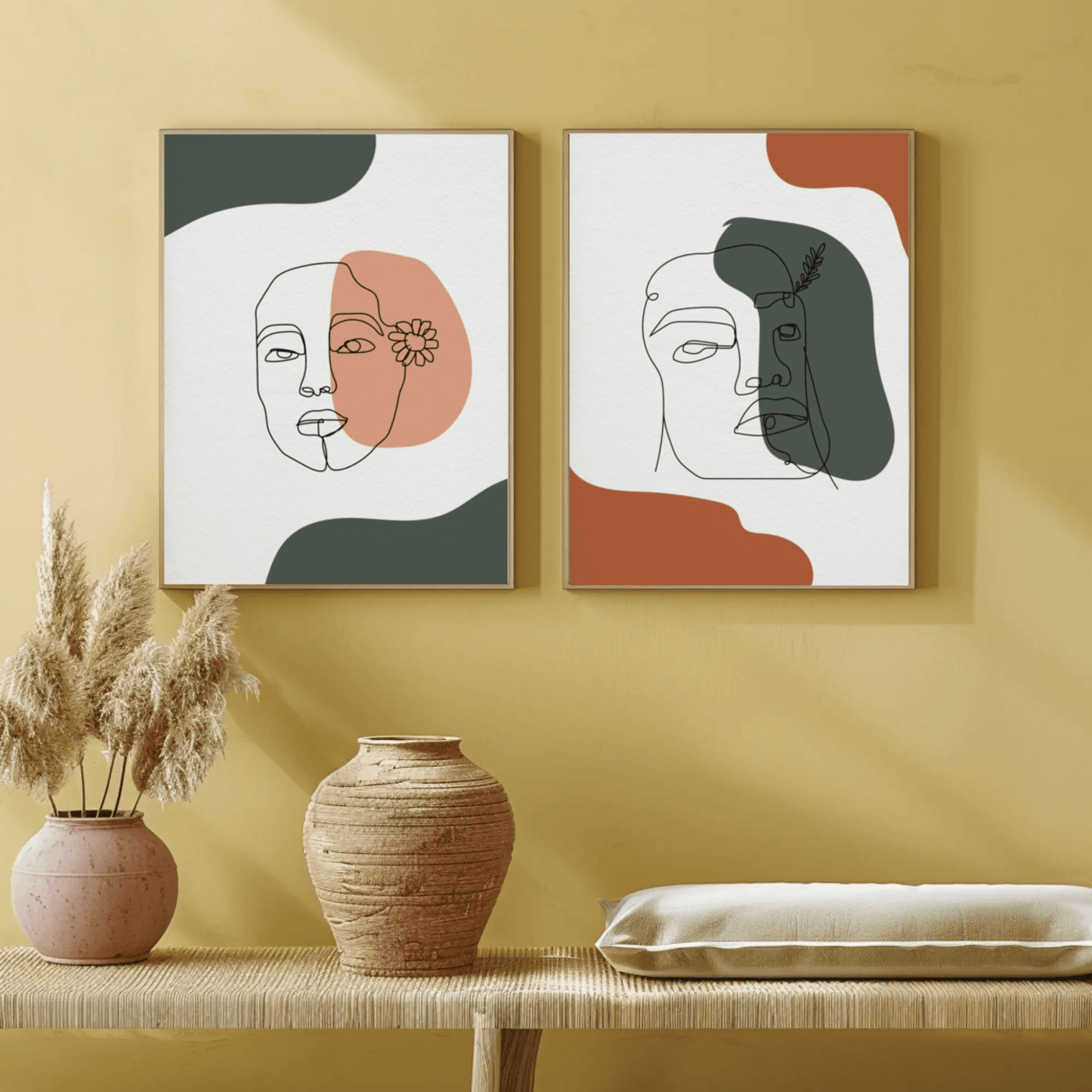 Love's Gaze Faces Wall Art- Set of 2