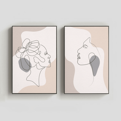 Artistic Bohemian Portrait Wall Art- Set of 2