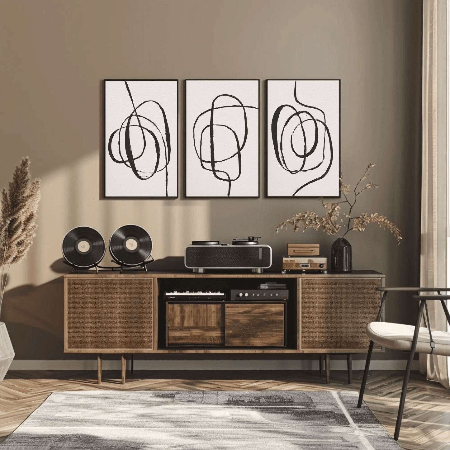 Handgezogenes Linienkunst - Hand Drawn Line Art Abstract Wall Art