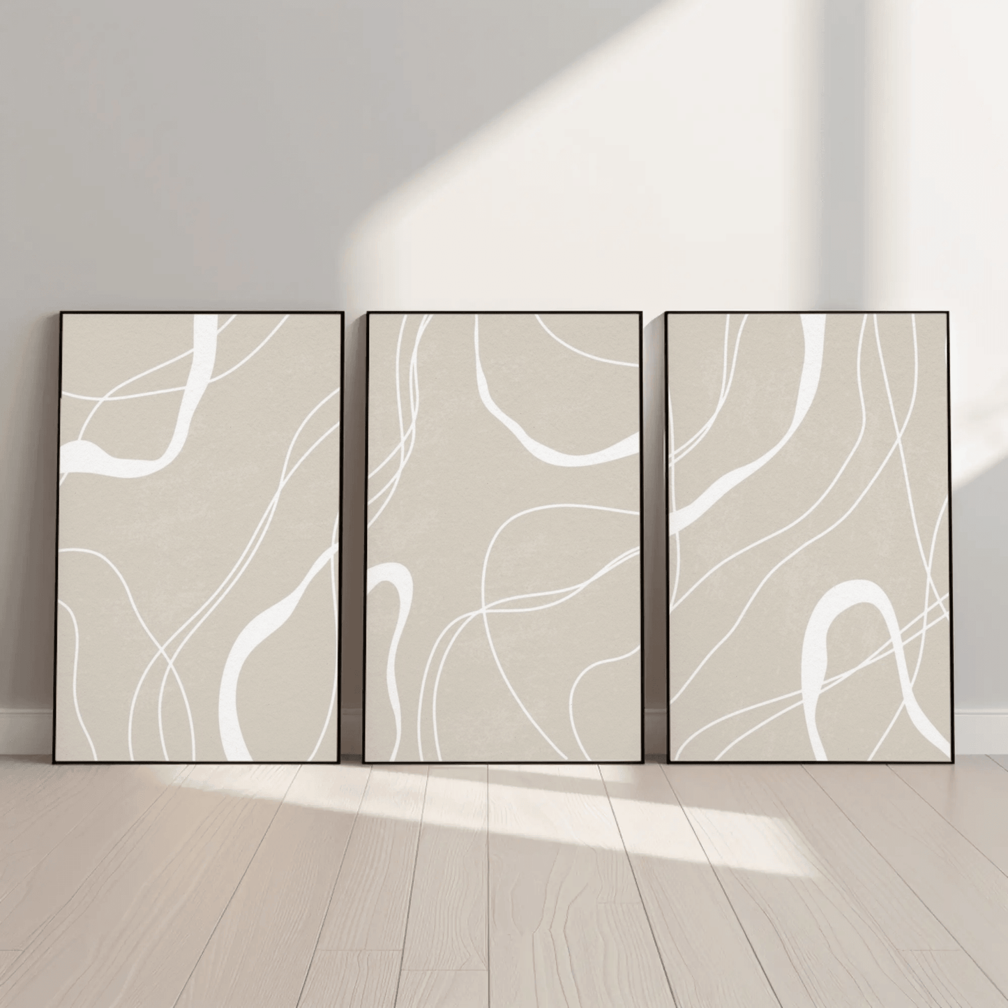 Arenoso Paisaje - Monotone Sepia Lines Abstract Wall Art