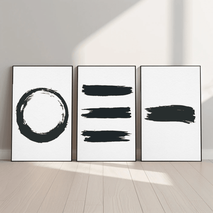 Purete- Abstract Aesthetic Black White Minimal Contemporary Organic Brush Stroke Wall Art