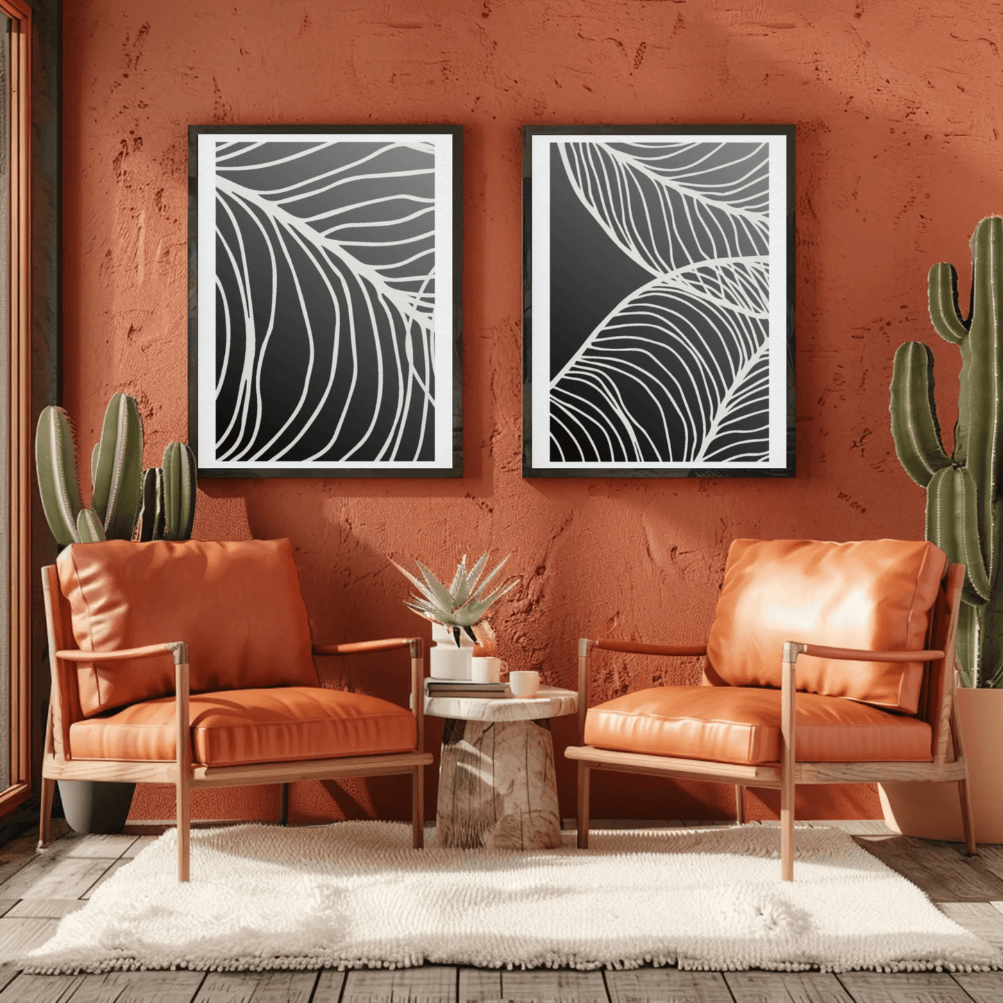 Botanical Serenity Line Art Wall Decor- Set of 2