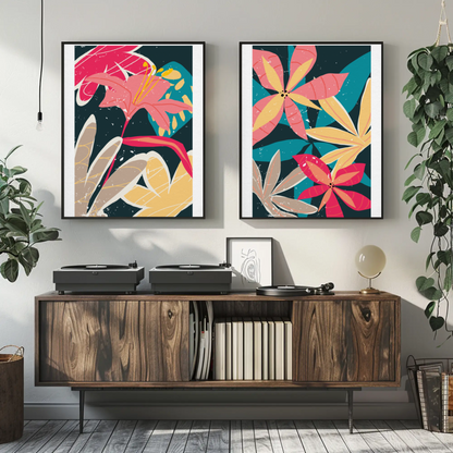 Radiant Flower Burst Wall Art- Set of 2