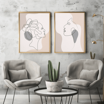 Artistic Bohemian Portrait Wall Art- Set of 2