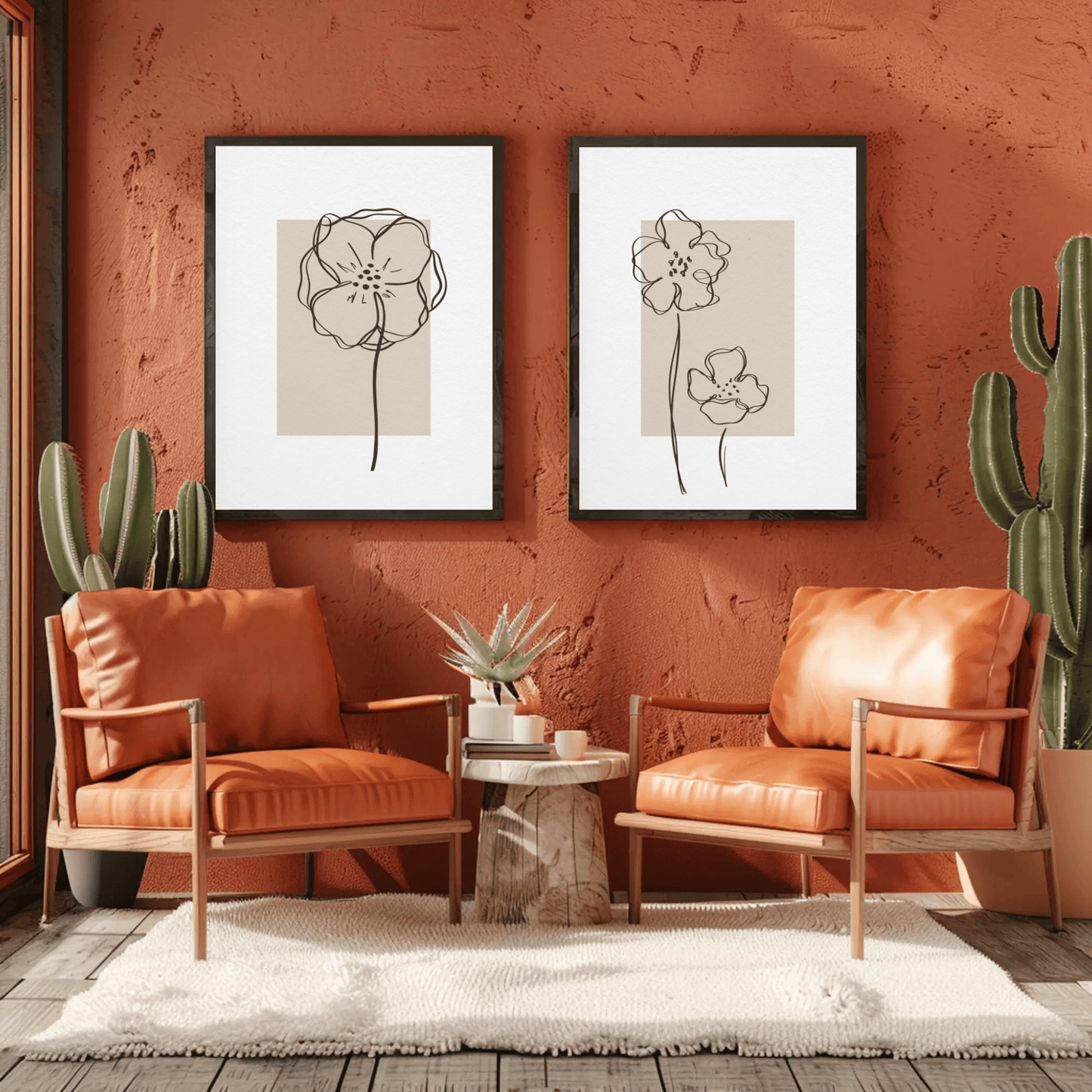 Serene Leaf Sketch Monochrome Wall Art- Set of 2