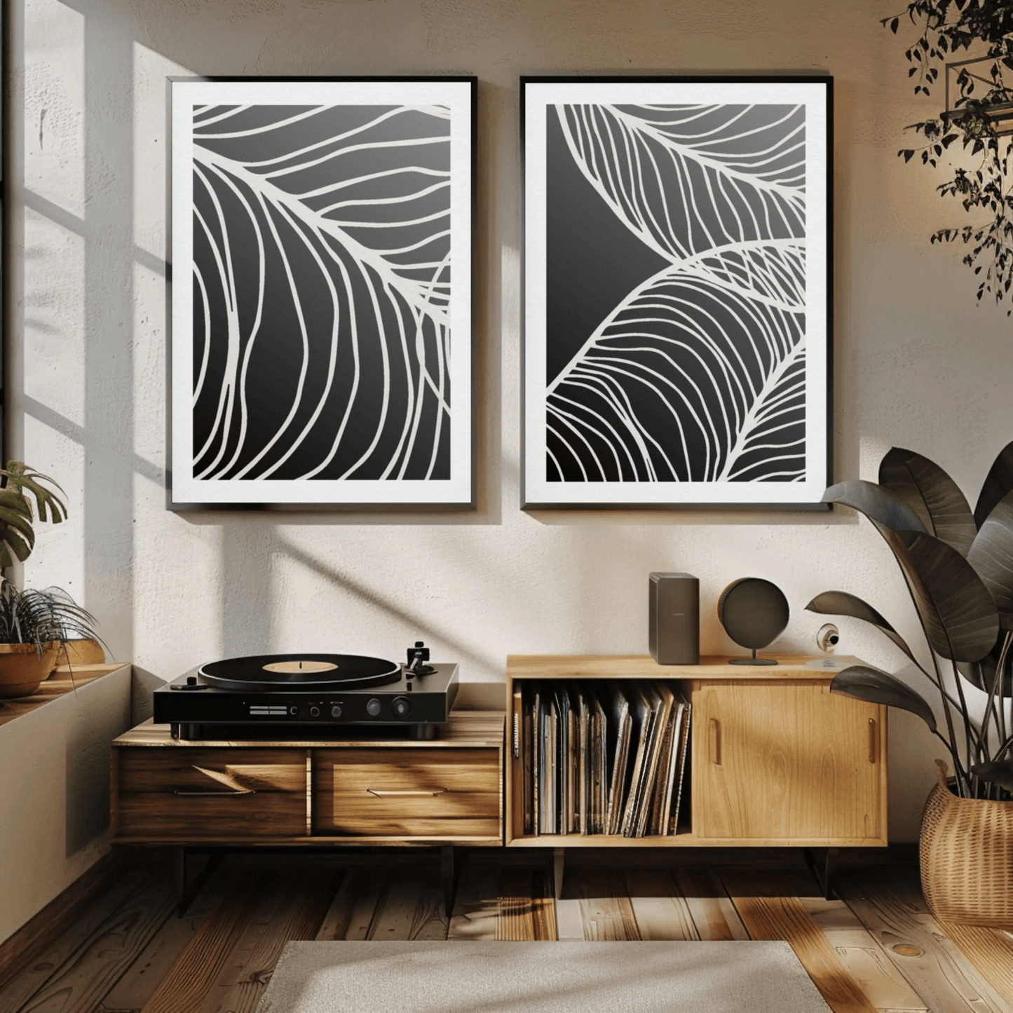 Botanical Serenity Line Art Wall Decor- Set of 2