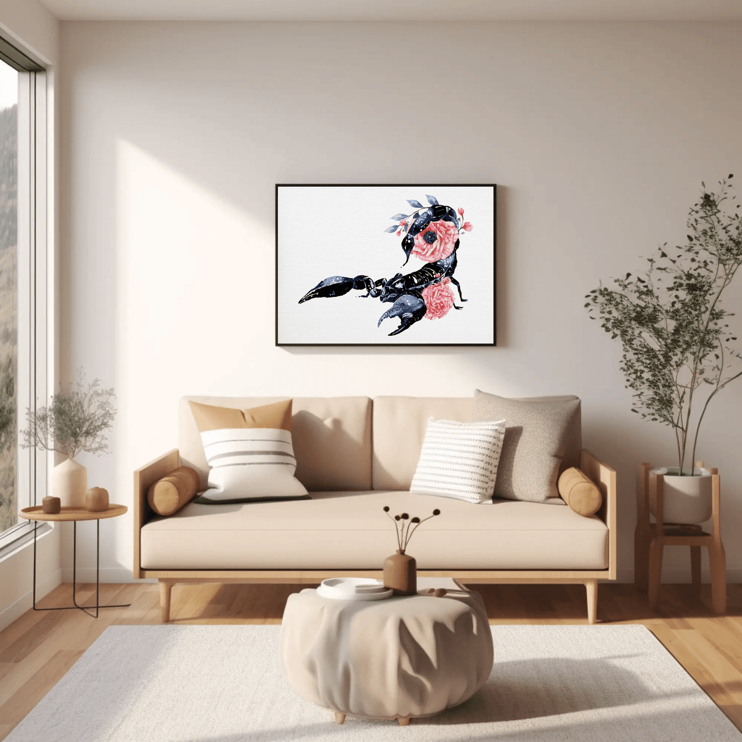 Elegant Floral Scorpion Wall Art