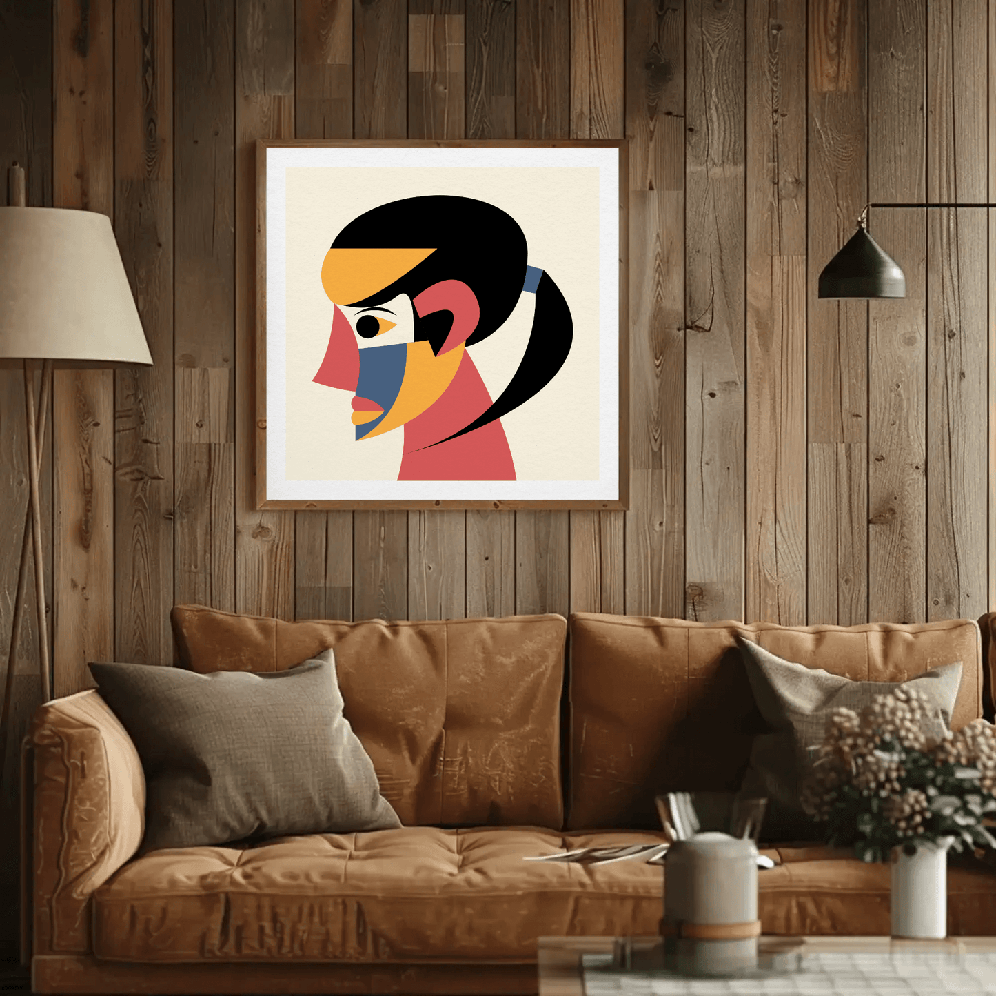 Modern Geometric Faces Wall Art