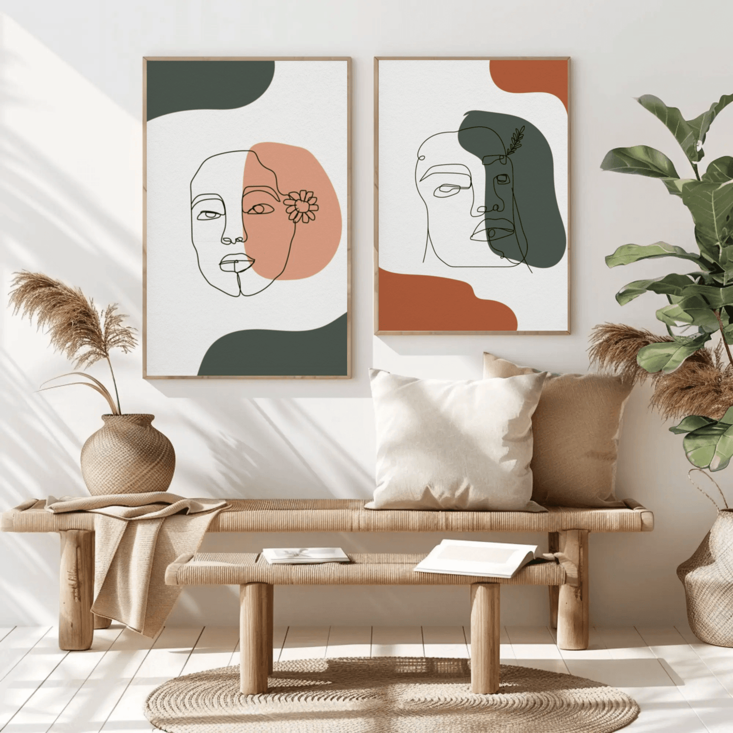 Love's Gaze Faces Wall Art- Set of 2