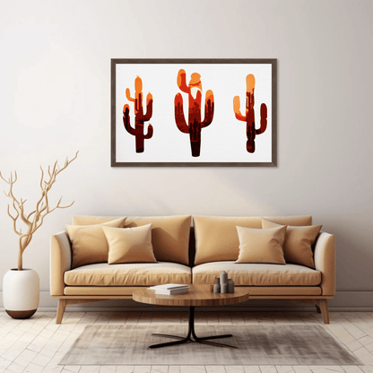 Warm Desert Cactus Sunset Wall Art