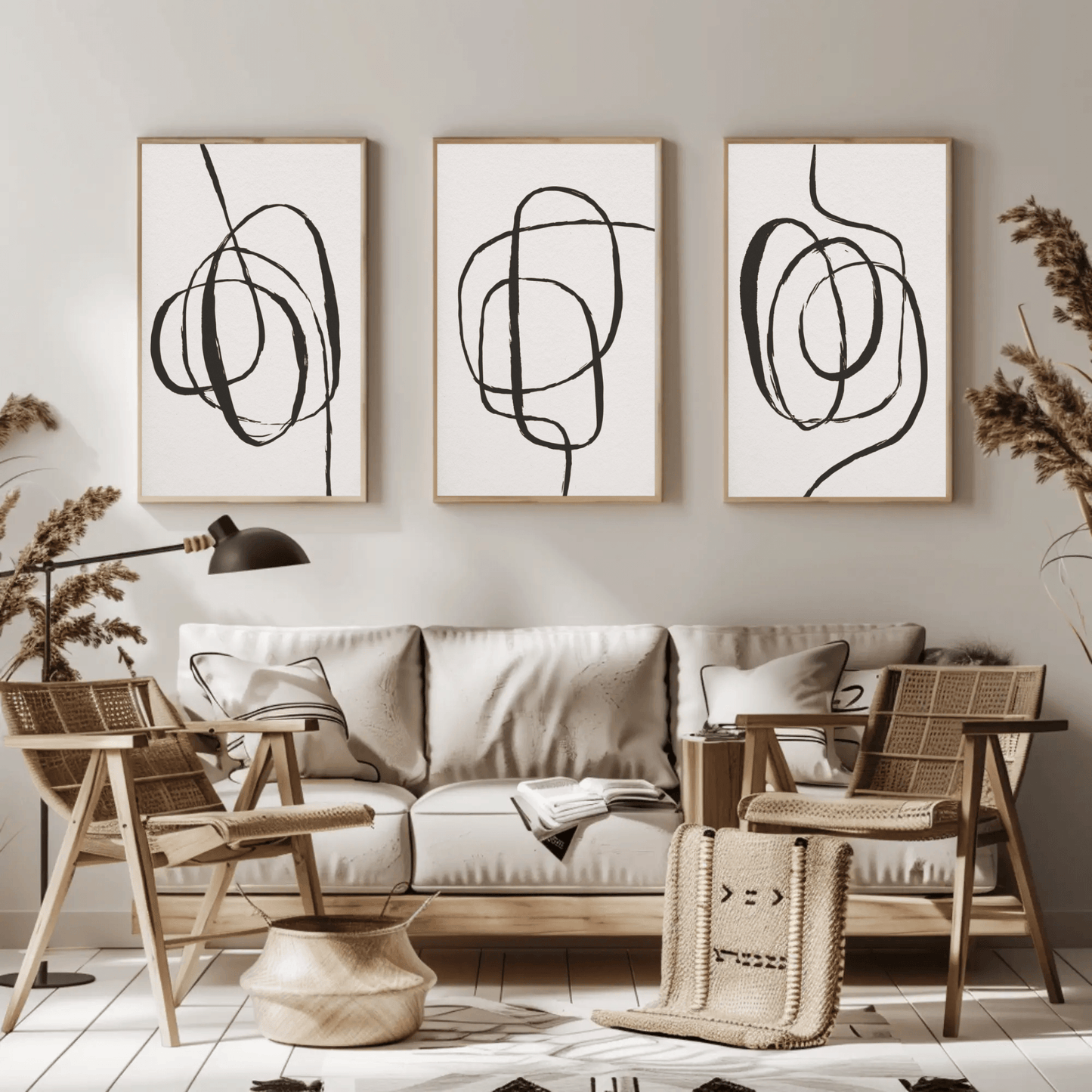 Handgezogenes Linienkunst - Hand Drawn Line Art Abstract Wall Art