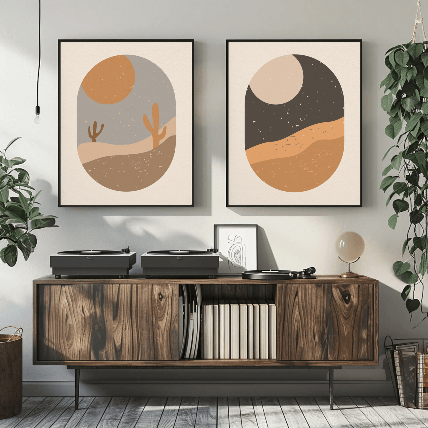 Desert Day and Night Desert Landscape Wall Art- Set of 2