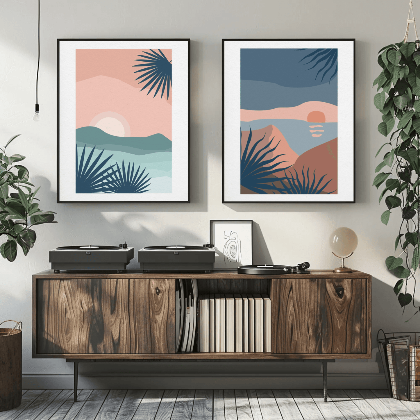 Sun Rise and Sunset Horizon Wall Art- Set of 2