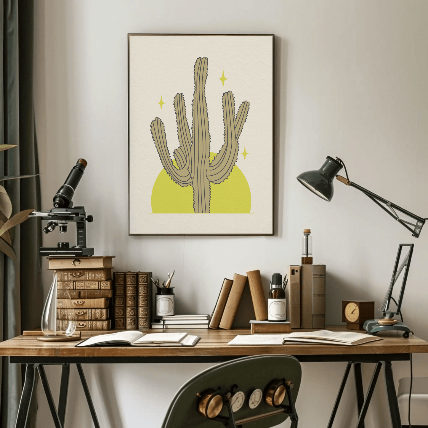 Minimalistic Cactus Line Art