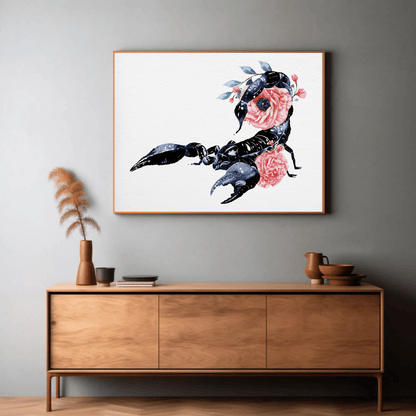 Elegant Floral Scorpion Wall Art