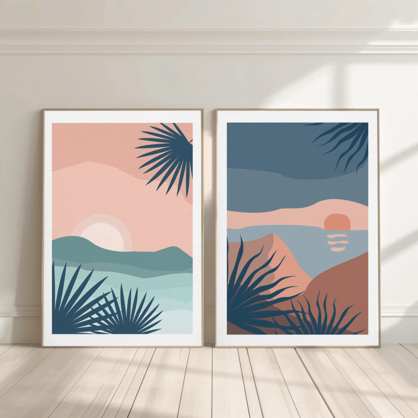 Sun Rise and Sunset Horizon Wall Art- Set of 2