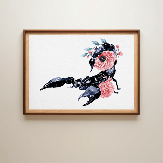 Elegant Floral Scorpion Wall Art