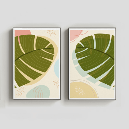 Minimalist Botanical Bliss Wall Art- Set of 2