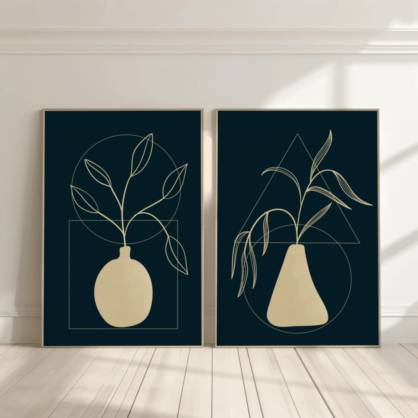 Monochrome Leaf Silhouette Wall Art Set of 2