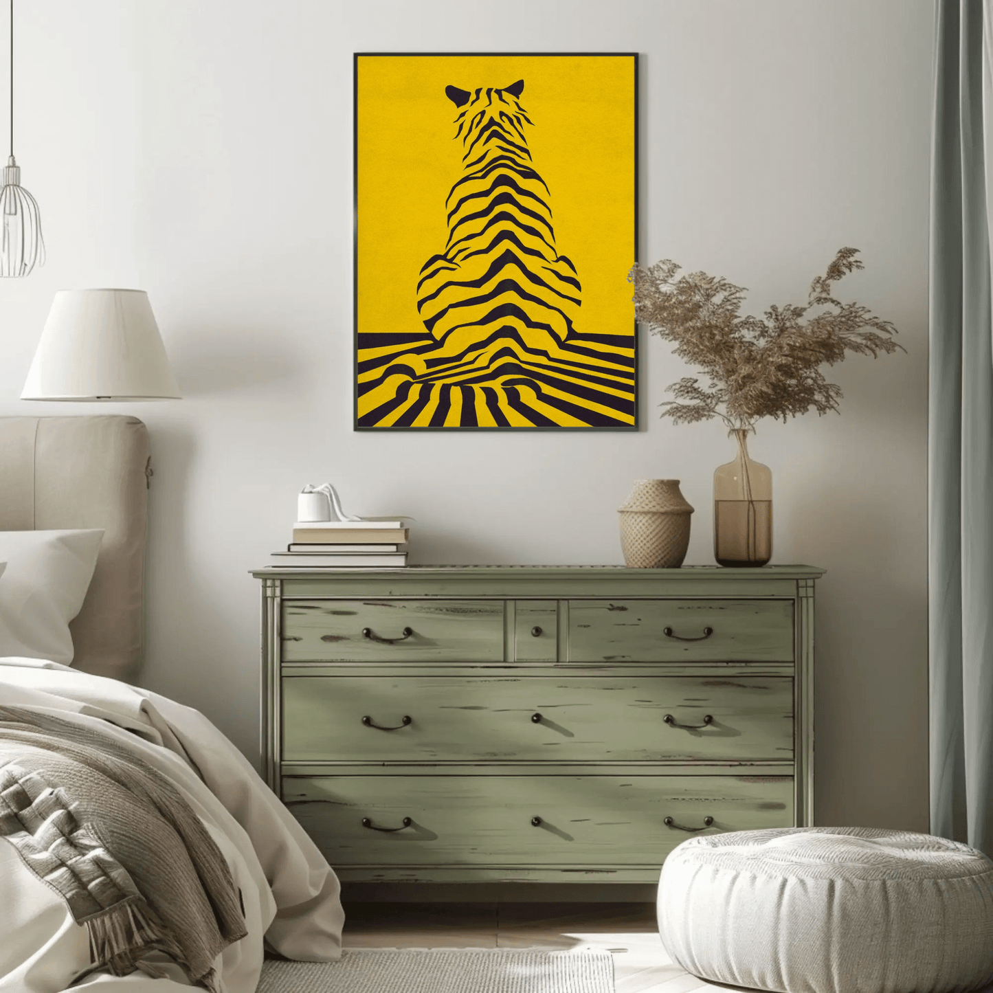 Yellow Tiger Line Wall Art