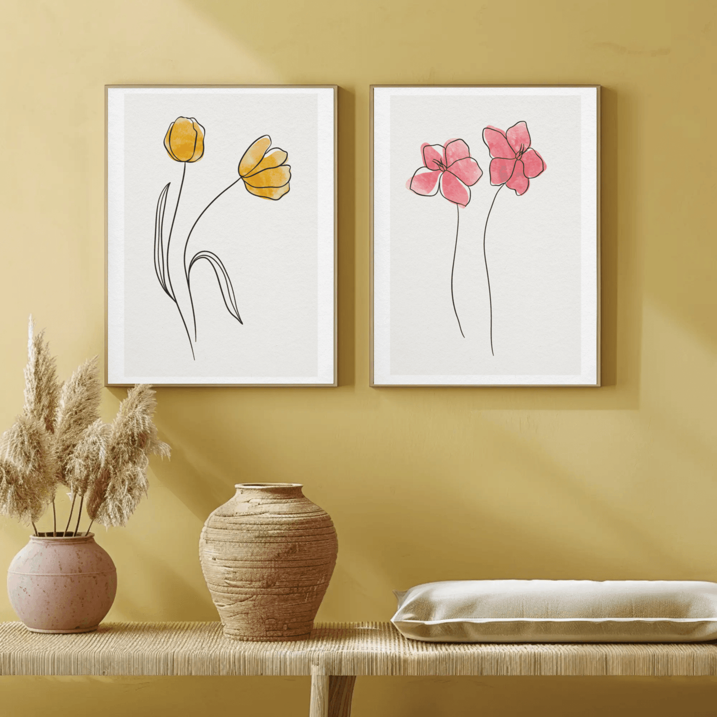 Graceful Flora Minimalistic Line Art- Set of 2