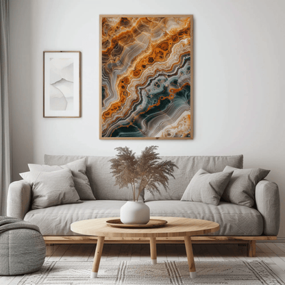 Metallic Golden Veins Marble Print Wall Art