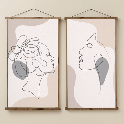 Artistic Bohemian Portrait Wall Art- Set of 2