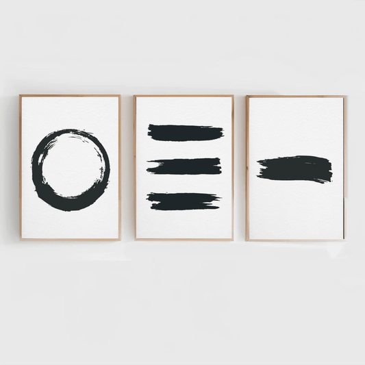 Purete- Abstract Aesthetic Black White Minimal Contemporary Organic Brush Stroke Wall Art