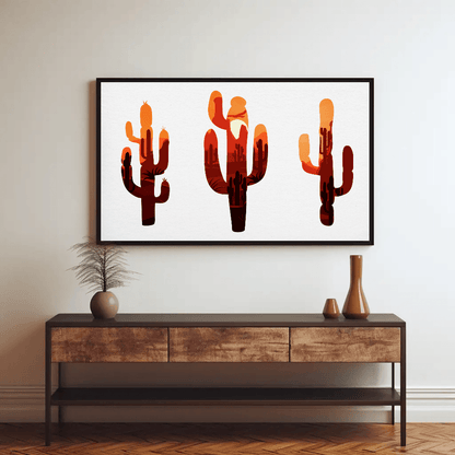 Warm Desert Cactus Sunset Wall Art