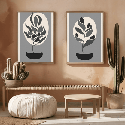 Leafy Delicacy Minimalistic Wall Art- Set of 2