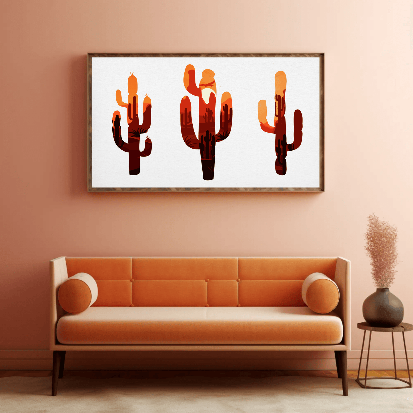 Warm Desert Cactus Sunset Wall Art