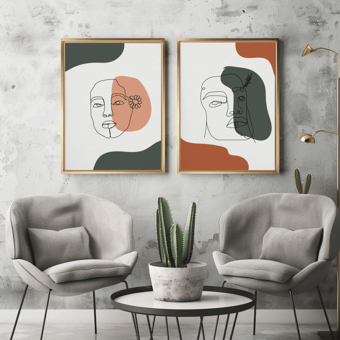 Love's Gaze Faces Wall Art- Set of 2