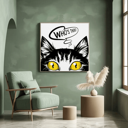 'Who's there' Sneaky Cat Wall Art