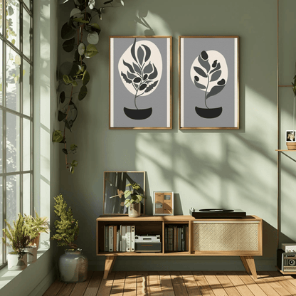 Leafy Delicacy Minimalistic Wall Art- Set of 2