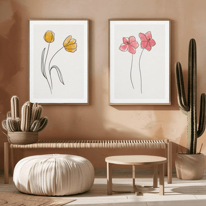 Graceful Flora Minimalistic Line Art- Set of 2