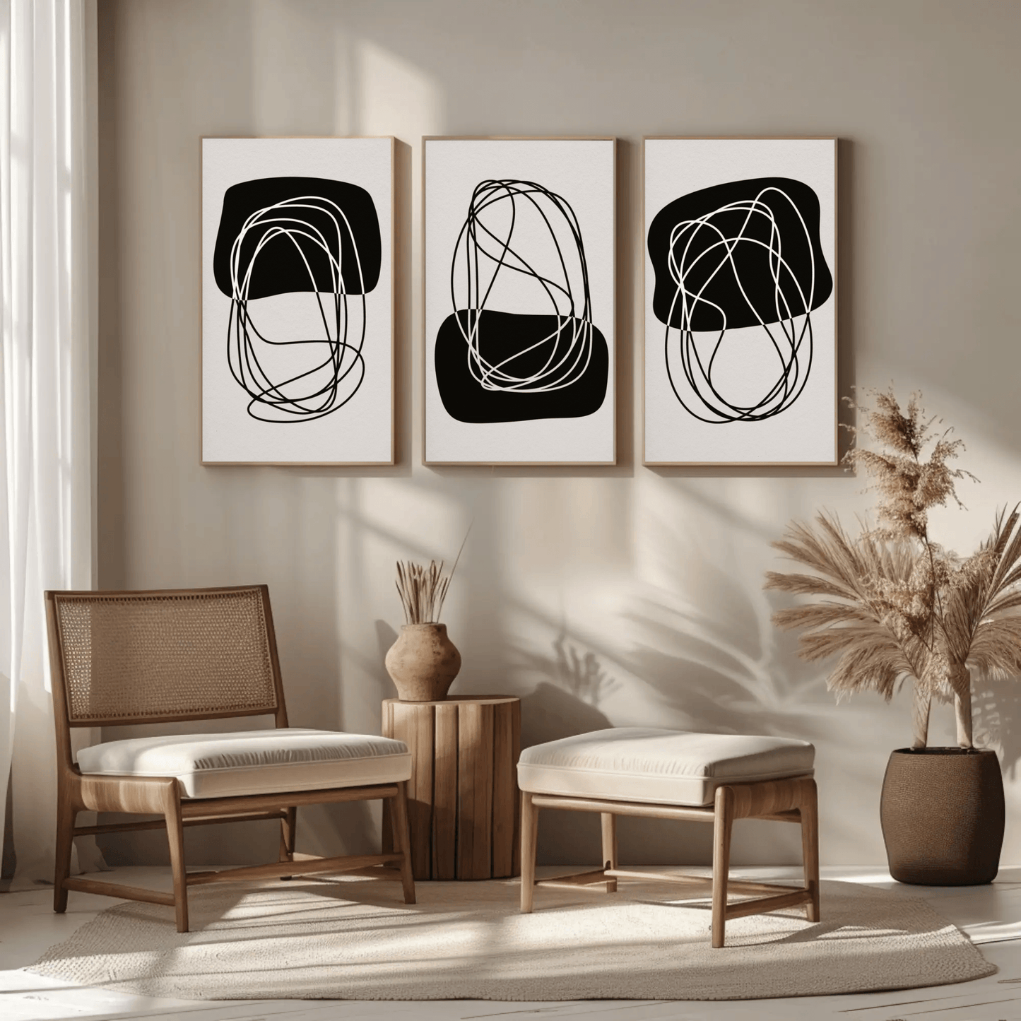 Arte de Lineas - Minimalist Monotone Lines Abstract Wall Art