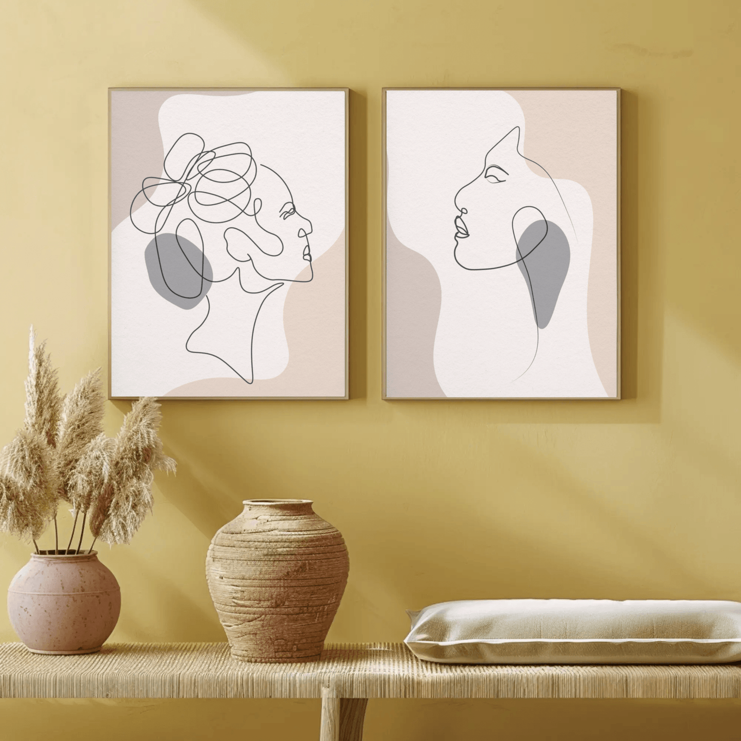 Artistic Bohemian Portrait Wall Art- Set of 2